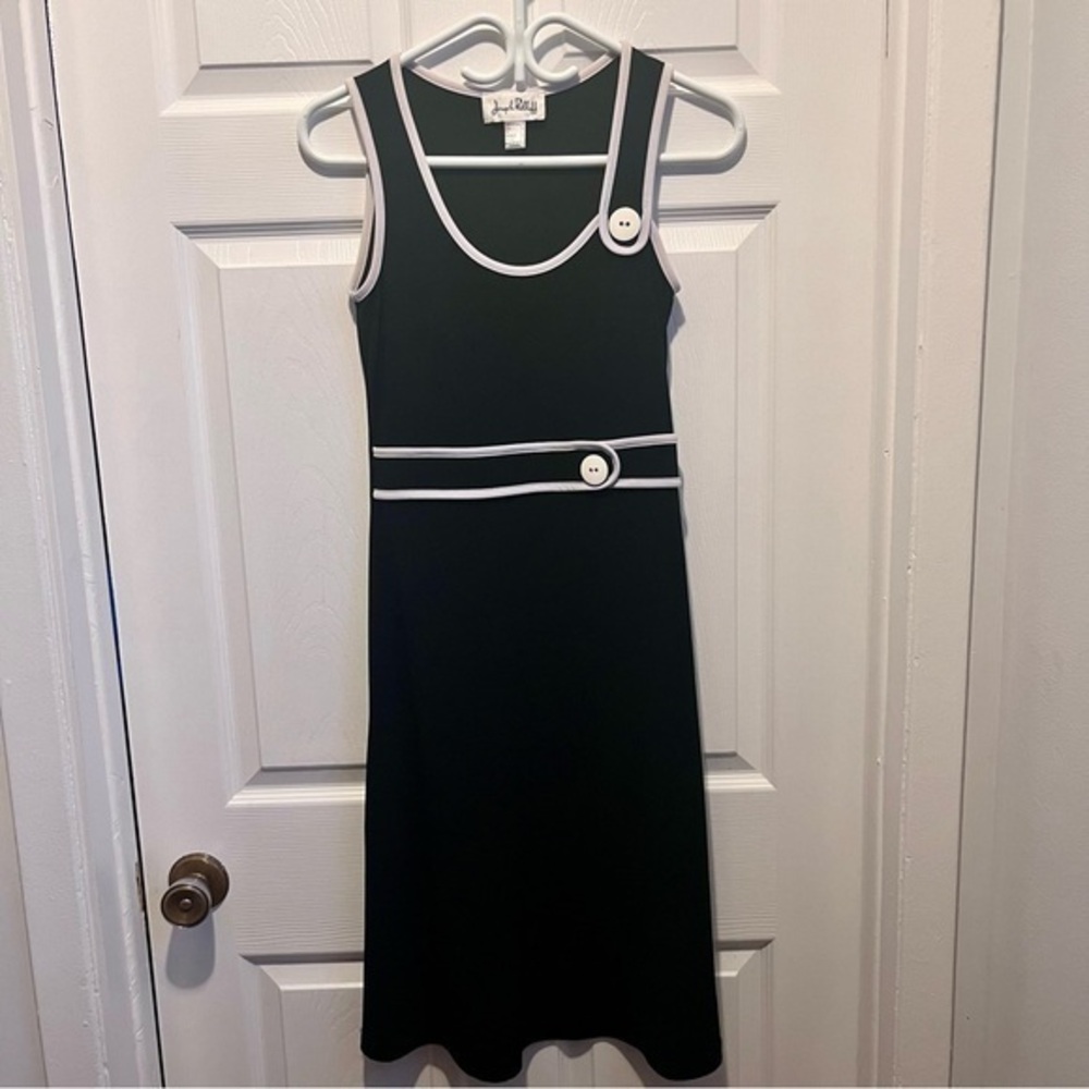 Joseph Ribkoff Dress Size 2 XS Women black White buttons sleeveless summer